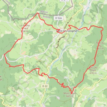 Itinéraire Saint Christophe en Beaujolais, distance, dénivelé, altitude, carte, profil, trace GPS