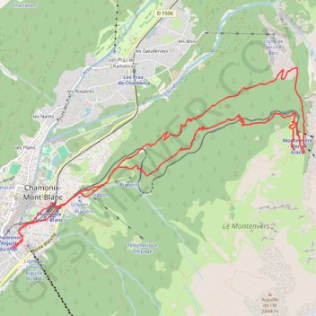 Itinéraire De Chamonix au Montenvers, distance, dénivelé, altitude, carte, profil, trace GPS