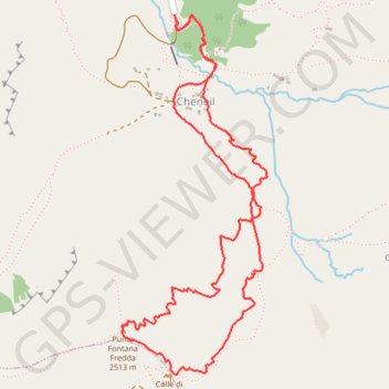 Itinéraire Punta Fontana Fredda, distance, dénivelé, altitude, carte, profil, trace GPS