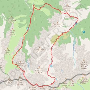 Itinéraire Pic de la Fossa del Gégant, distance, dénivelé, altitude, carte, profil, trace GPS
