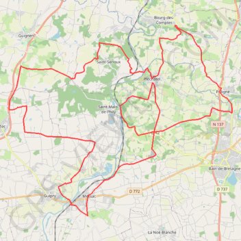 Itinéraire circuit en ligne 2 (pléchâtel), distance, dénivelé, altitude, carte, profil, trace GPS