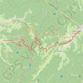 Itinéraire Traversée des Vosges - De Québrux à Sainte-Marie-aux-Mines, distance, dénivelé, altitude, carte, profil, trace GPS