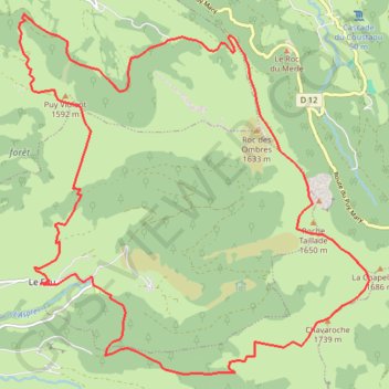 Itinéraire Puy Violent, distance, dénivelé, altitude, carte, profil, trace GPS