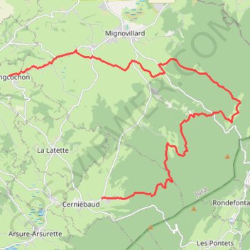 Itinéraire Haut-Jura - Longcochon - Cerniébaud, distance, dénivelé, altitude, carte, profil, trace GPS