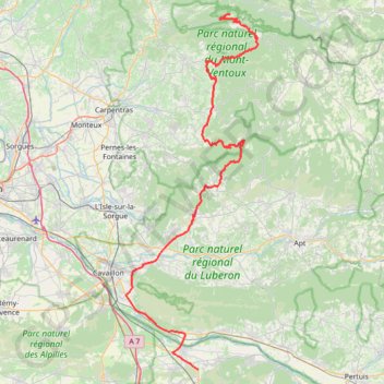 Itinéraire Itinéraire de Station du Mont Serein, Beaumont-du-Ventoux à Moulin De Vernègues, Mallemort, distance, dénivelé, altitude, carte, profil, trace GPS