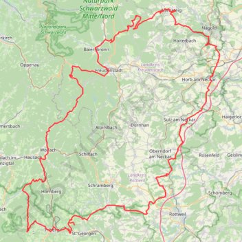 Itinéraire Schwarzwald Nord-Ost 2021, distance, dénivelé, altitude, carte, profil, trace GPS