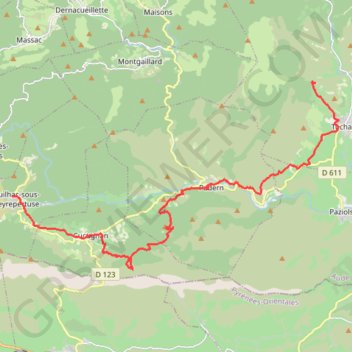 Itinéraire DUILHAC TUCHAN, distance, dénivelé, altitude, carte, profil, trace GPS