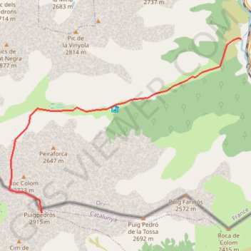 Itinéraire Puig de Campcardos / Puig Pédros, distance, dénivelé, altitude, carte, profil, trace GPS