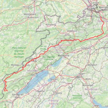 Itinéraire Arc jurassien, distance, dénivelé, altitude, carte, profil, trace GPS