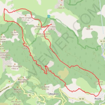 Itinéraire Mont Autcellier et Vignols depuis Roure, distance, dénivelé, altitude, carte, profil, trace GPS