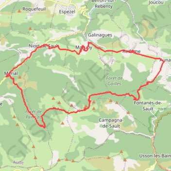 Itinéraire Le Rebenty - Pays de Sault, distance, dénivelé, altitude, carte, profil, trace GPS