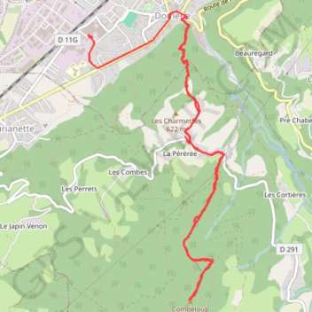 Itinéraire De Domène à Combeloup, distance, dénivelé, altitude, carte, profil, trace GPS