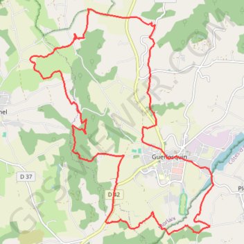 Itinéraire Autour de Guerlesquin et l'étang du Guic, distance, dénivelé, altitude, carte, profil, trace GPS