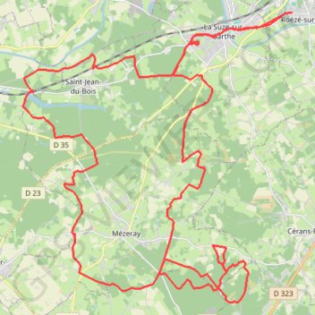 Itinéraire Roeze Mezeray, distance, dénivelé, altitude, carte, profil, trace GPS