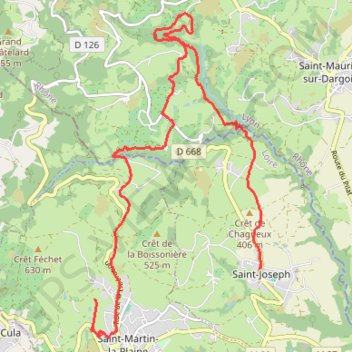 Itinéraire Saint-Martin la Plaine Saint-Joseph, distance, dénivelé, altitude, carte, profil, trace GPS
