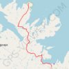 Itinéraire 001: Nordkapp – Honningsvag (Developed), distance, dénivelé, altitude, carte, profil, trace GPS