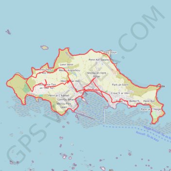Itinéraire Île de Batz, distance, dénivelé, altitude, carte, profil, trace GPS