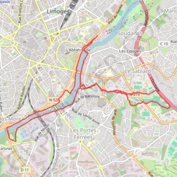 Itinéraire Rando des bords de vienne à limoges, distance, dénivelé, altitude, carte, profil, trace GPS