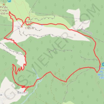 Itinéraire Pic du Gar - Bezins, distance, dénivelé, altitude, carte, profil, trace GPS