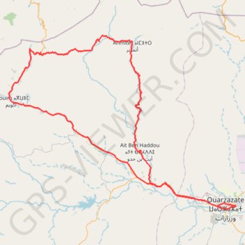 Itinéraire Maroc - Vallée de l’Ounila - Aït Ben Haddou, distance, dénivelé, altitude, carte, profil, trace GPS