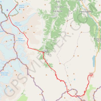 Itinéraire Traversée de la Cabane du Trient à Bourg Saint bernard, distance, dénivelé, altitude, carte, profil, trace GPS