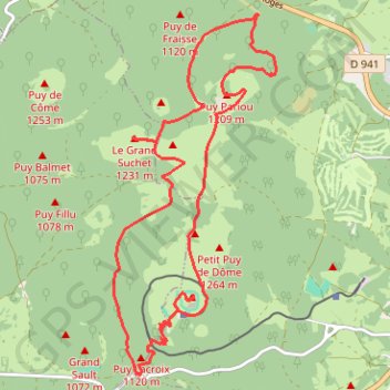 Itinéraire Balade Puy de Dôme, distance, dénivelé, altitude, carte, profil, trace GPS