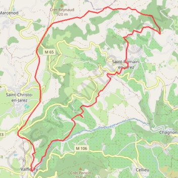 Itinéraire Saint Romain en Jarez, distance, dénivelé, altitude, carte, profil, trace GPS