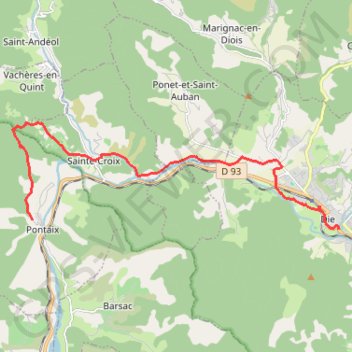 Itinéraire Grande Traversée des PréAlpes : Pontaix - Die, distance, dénivelé, altitude, carte, profil, trace GPS