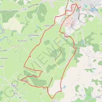 Itinéraire Bourbouloux Vendonnais - Lubersac - Pays Vézère Auvézère, distance, dénivelé, altitude, carte, profil, trace GPS