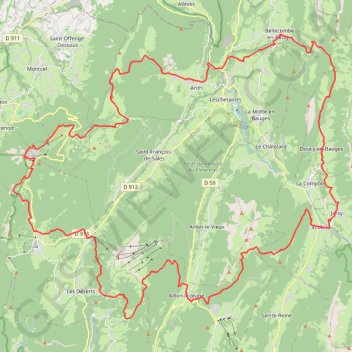 Itinéraire Tour des Bauges, distance, dénivelé, altitude, carte, profil, trace GPS