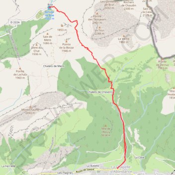 Itinéraire Montée alpage bise, distance, dénivelé, altitude, carte, profil, trace GPS