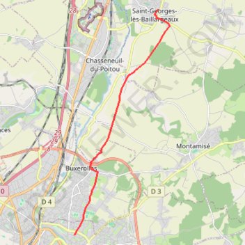 Itinéraire Chemin de Tours (de Saint Georges de Baillargeaux à Poitiers), distance, dénivelé, altitude, carte, profil, trace GPS