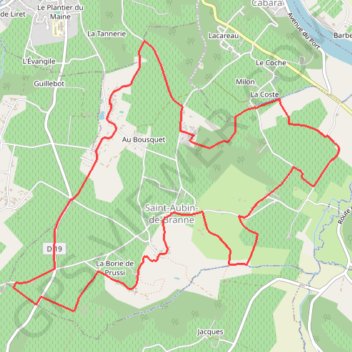 Itinéraire Circuit du tour de Saint-Aubin-de-Branne, distance, dénivelé, altitude, carte, profil, trace GPS