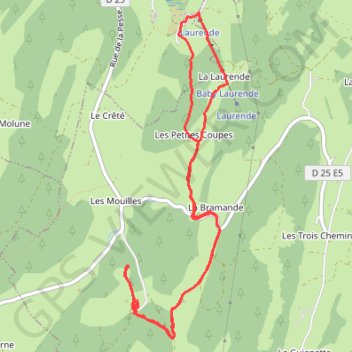 Itinéraire Les Moussières - La Dalue, distance, dénivelé, altitude, carte, profil, trace GPS