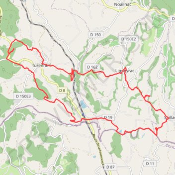 Itinéraire Boucle des châteaux via Turenne, distance, dénivelé, altitude, carte, profil, trace GPS