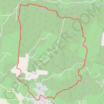 Itinéraire Saint-Gervais - Font du Loup, distance, dénivelé, altitude, carte, profil, trace GPS