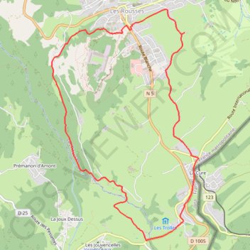 Itinéraire Le Bief de la Chaille - Les Rousses, distance, dénivelé, altitude, carte, profil, trace GPS