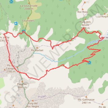 Itinéraire canigou depuis valmanya los masos, distance, dénivelé, altitude, carte, profil, trace GPS