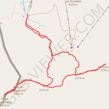 Itinéraire Pics des Langounelles 2817 - Arcalis 2776, distance, dénivelé, altitude, carte, profil, trace GPS