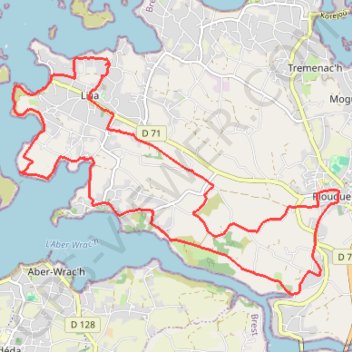 Itinéraire Plouguerneau, distance, dénivelé, altitude, carte, profil, trace GPS