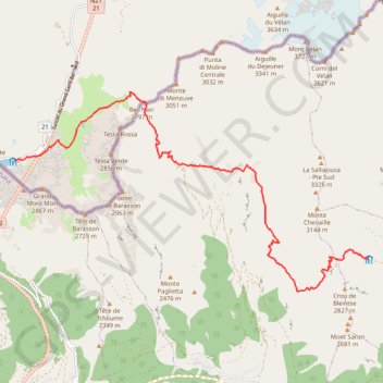 Itinéraire Refuge Adolfo Letey Conca di Champillon - Hospice du Grand Saint Bernard, distance, dénivelé, altitude, carte, profil, trace GPS