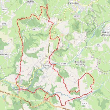 Itinéraire Salt-en-Donzy, distance, dénivelé, altitude, carte, profil, trace GPS
