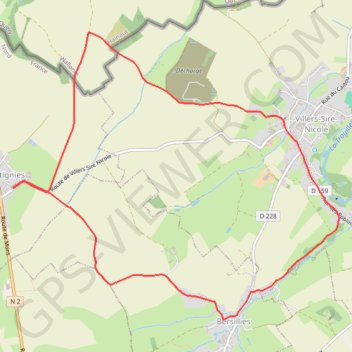Itinéraire Circuit du Moulin de la Salmagne - Bettignies, distance, dénivelé, altitude, carte, profil, trace GPS