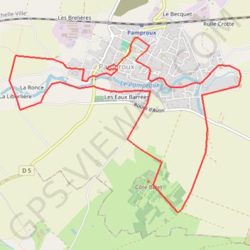 Itinéraire Pamproux - feuille de vigne, distance, dénivelé, altitude, carte, profil, trace GPS