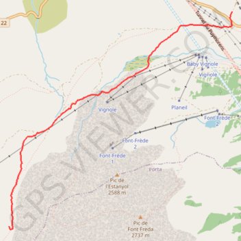 Itinéraire Pic de les Valletes, distance, dénivelé, altitude, carte, profil, trace GPS
