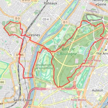 Itinéraire Parc de Bagatelle, distance, dénivelé, altitude, carte, profil, trace GPS