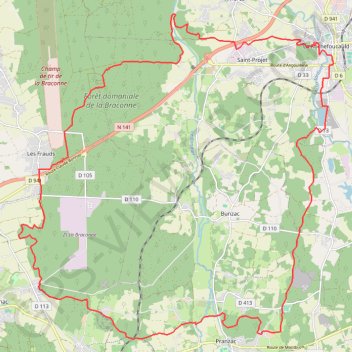 Itinéraire Mornac vers La Rochefoucauld 37 kms, distance, dénivelé, altitude, carte, profil, trace GPS