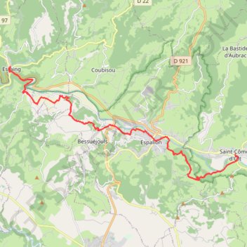 Itinéraire Via Podiensis J8, distance, dénivelé, altitude, carte, profil, trace GPS