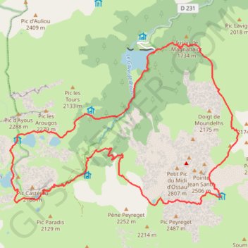 Itinéraire Tour Ossau et Ayous - Gabas - boucle, distance, dénivelé, altitude, carte, profil, trace GPS