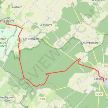 Itinéraire Autour de la forêt - La Ferté-Vidame, distance, dénivelé, altitude, carte, profil, trace GPS